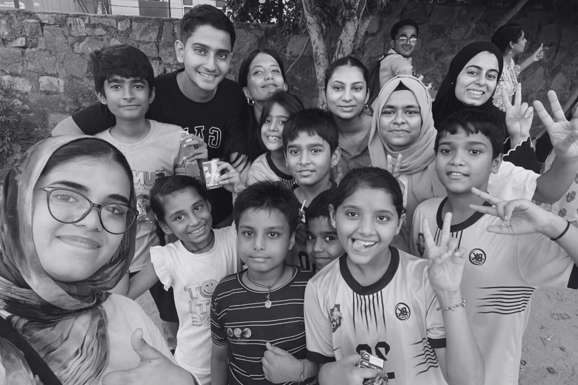 Happy Children. Happy Volunteers at Udaykriti Foundation's Sports for change programme for the underserved children and youth.